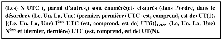 Texte en français avec des termes techniques et des abréviations. Contient des mots comme UTC, est, comprend, UT(i), et UT(N).