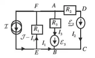 Description de l'image par IA : Diagram de circuit avec des composants R, I, E et des flèches indiquant le flux.