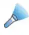 Description de l'image par IA : Un parapluie bleu ouvert avec une poignée blanche.