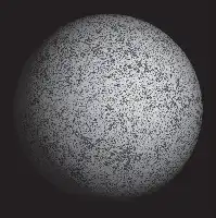 Description de l'image par IA : Sphère grise avec motifs, représentant l'univers observable depuis le Big Bang.