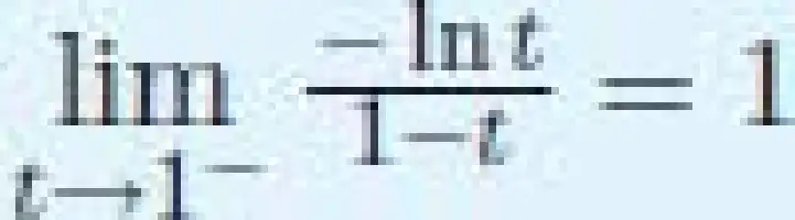 Description de l'image par IA : limite début souscript t flèche droite 1 exposant moins position de base fin scripts début fraction négatif logarithme népérien t sur 1 moins t fin fraction égale 1