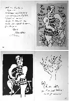 Description de l'image par IA : Quatre illustrations en noir et blanc avec du texte français. Dessins abstraits et figures stylisées.