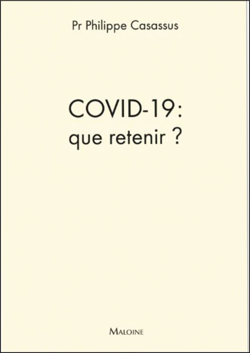Description de l'image par IA : Couverture de livre avec titre "COVID-19: que retenir ?" par Philippe Casassus.