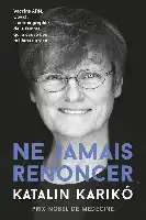 Description de l'image par IA : Femme aux lunettes, titre "Ne jamais renoncer"