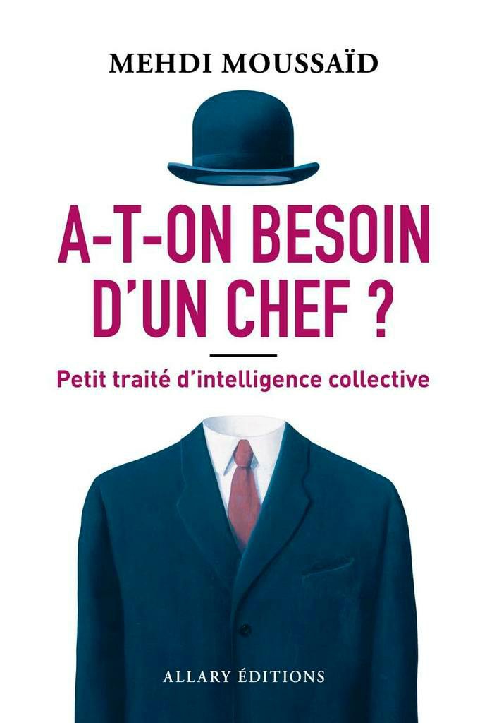 Description de l'image par IA : Couverture de livre avec un homme en costume et chapeau, titre "A-T-ON BESOIN D'UN CHEF ?"