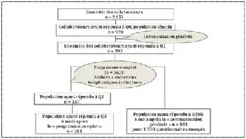 Description de l'image par IA : Schéma de l'étude montrant la distribution des questionnaires et la population cible.