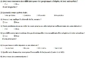 Description de l'image par IA : Formulaire de feedback avec des cases à cocher et des questions sur l'accessibilité et l'organisation d'un événement.