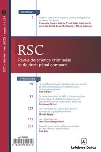 Couverture de La codification de l’écocide en droit français : l’urgence et le symbole